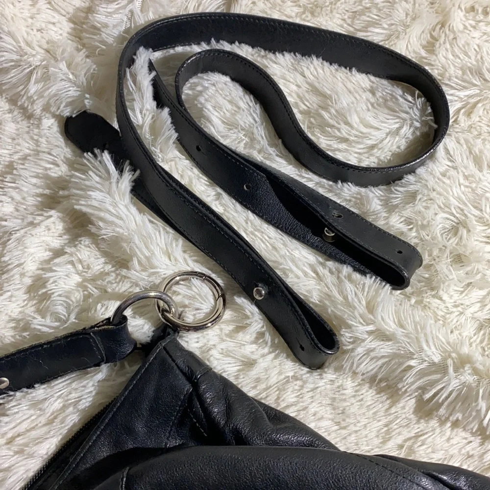 FURLA ~ 2 Way ~ Soft Black Leather Hobo Bag - Picture 8 of 13